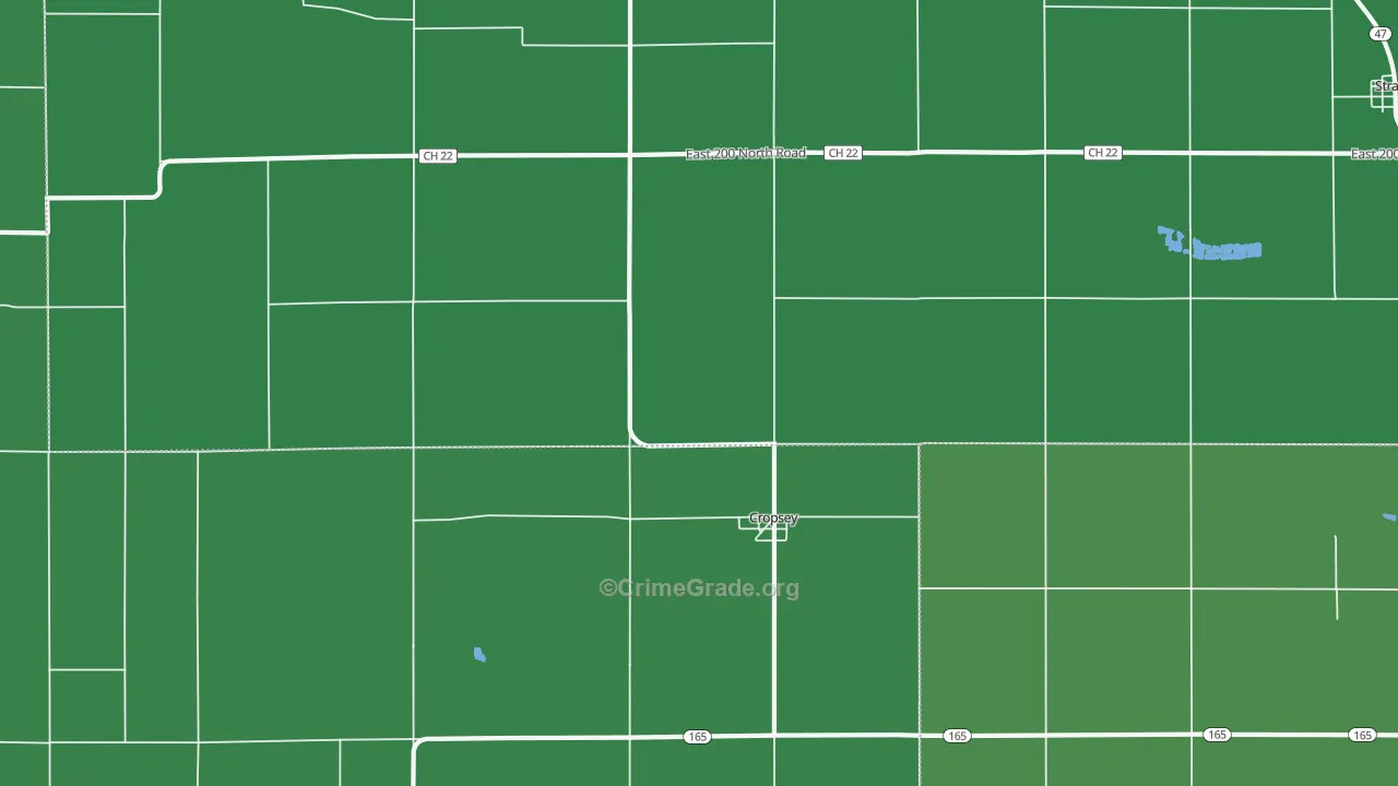 Cropsey, IL Map of Vehicle Theft Rates