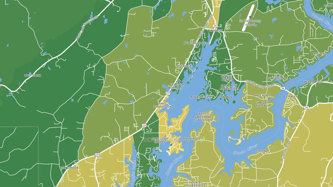 Cropwell, AL Map of Vehicle Theft Rates