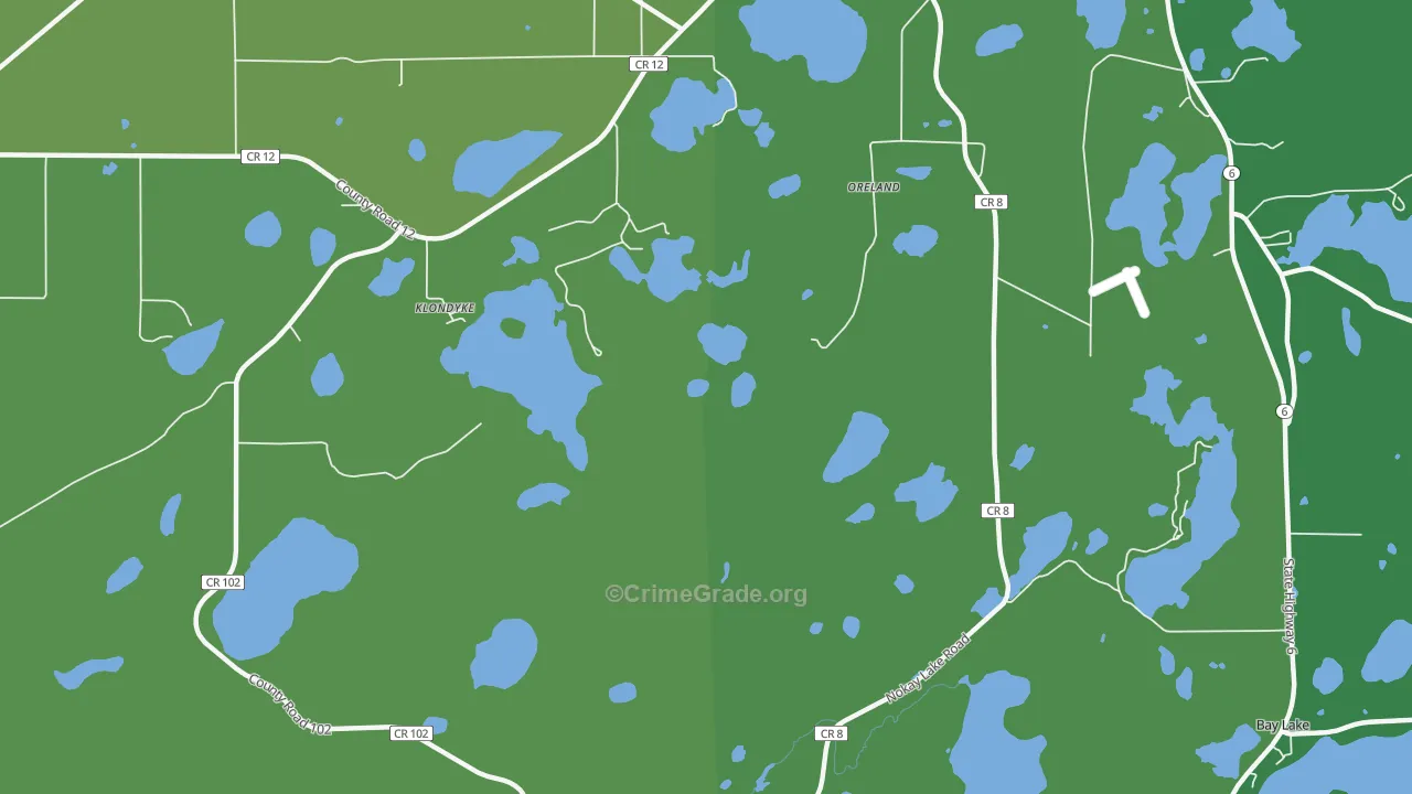 Crosby Beach, MN Map of Vehicle Theft Rates