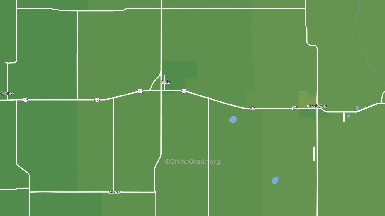 Crosby County, TX Map of Vehicle Theft Rates