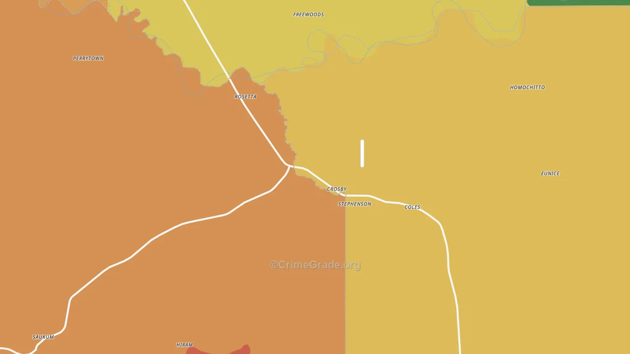 Crosby, MS Map of Vehicle Theft Rates