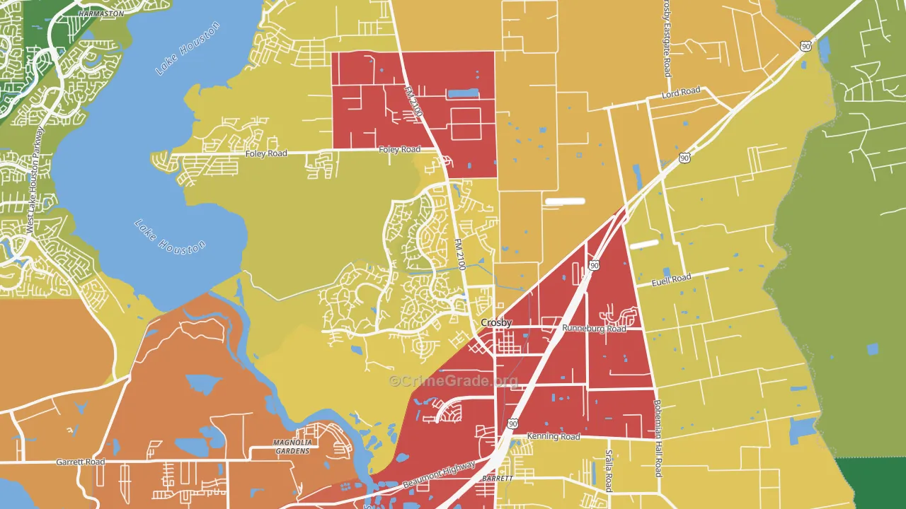 Crosby, TX Map of Vehicle Theft Rates