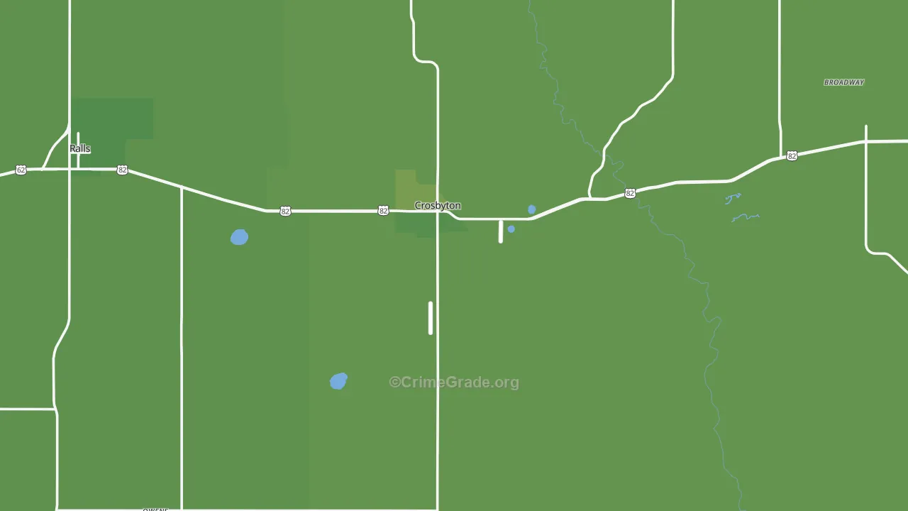 Crosbyton, TX Map of Vehicle Theft Rates
