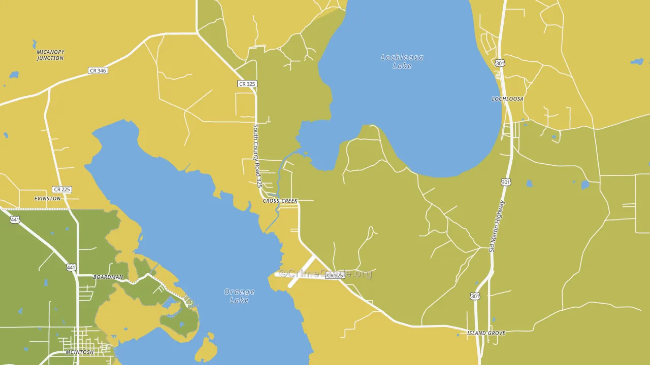 Cross Creek, FL Map of Vehicle Theft Rates