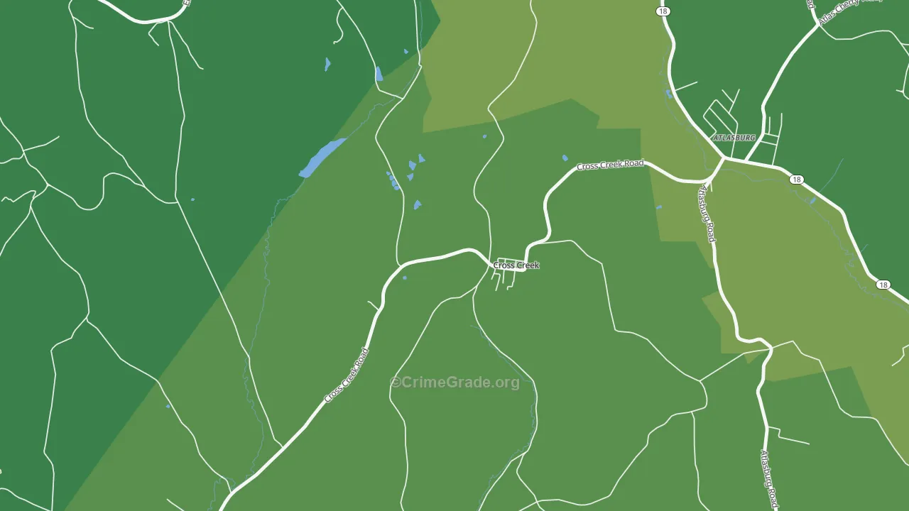 Cross Creek, PA Map of Vehicle Theft Rates