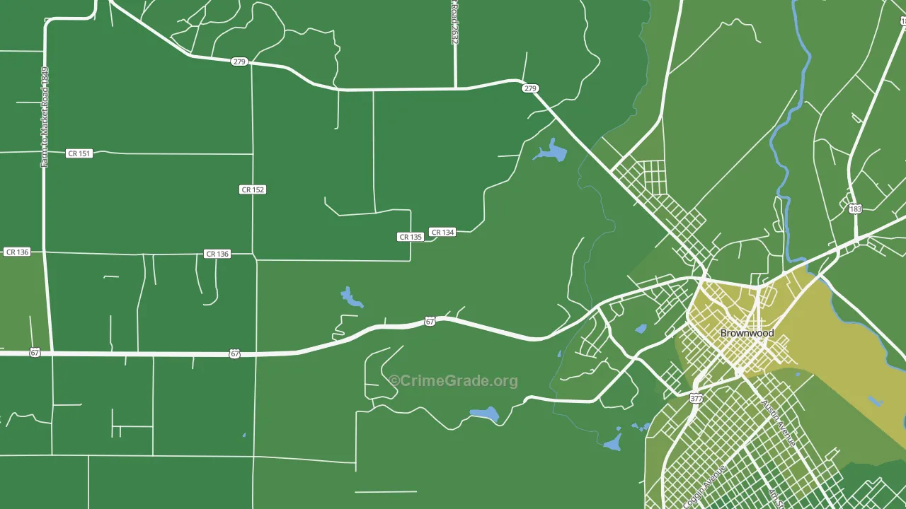 Cross Cut, TX Map of Vehicle Theft Rates