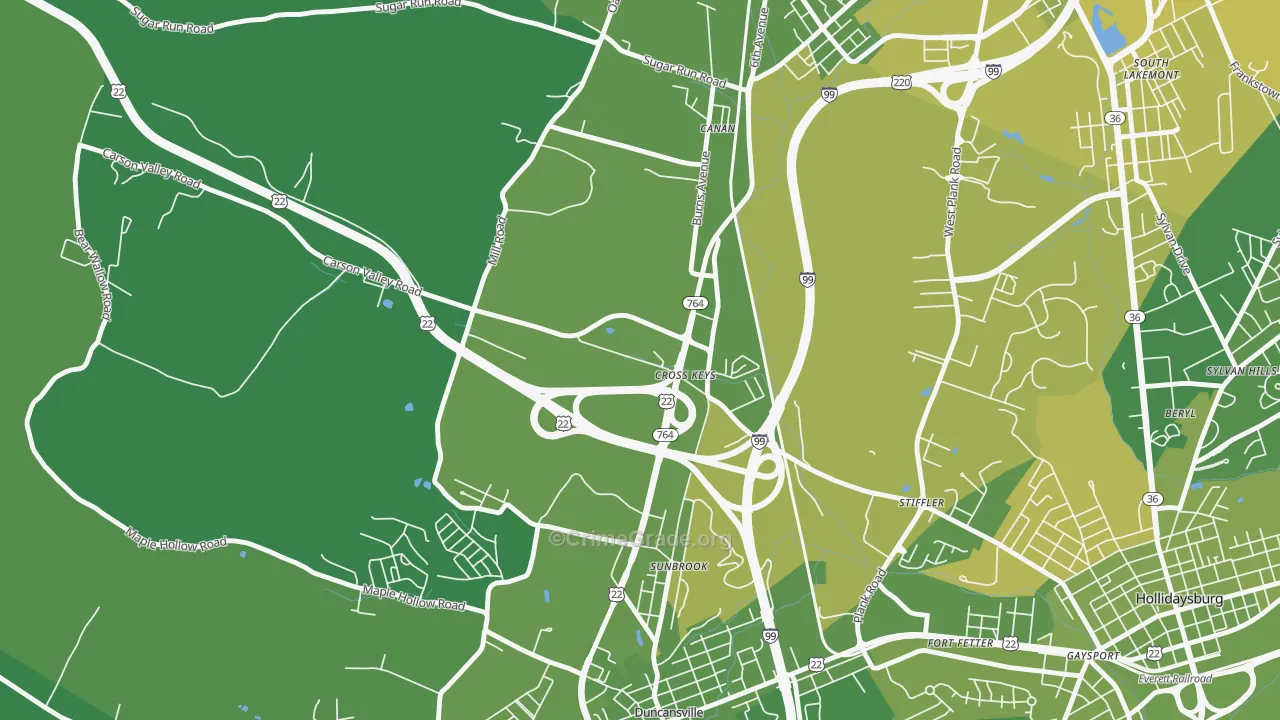 Cross Keys, PA Map of Vehicle Theft Rates