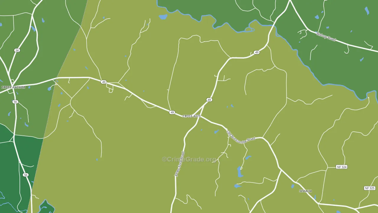 Cross Keys, SC Map of Vehicle Theft Rates