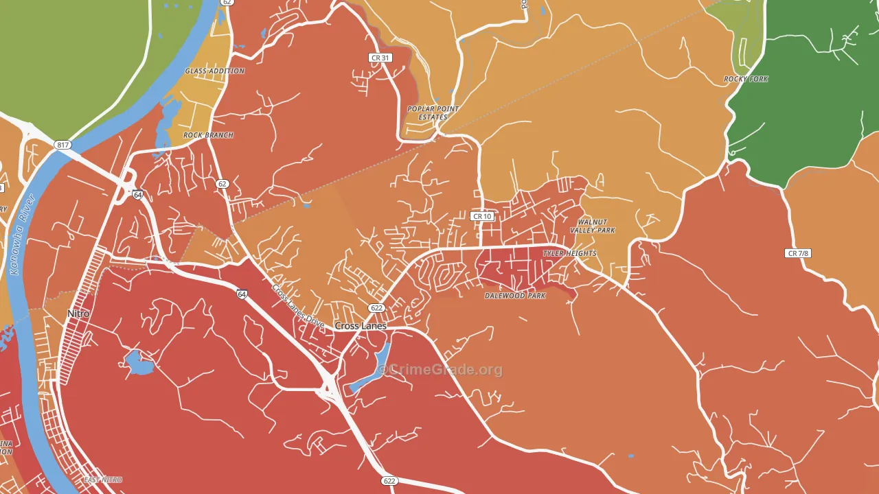Cross Lanes, WV Map of Vehicle Theft Rates