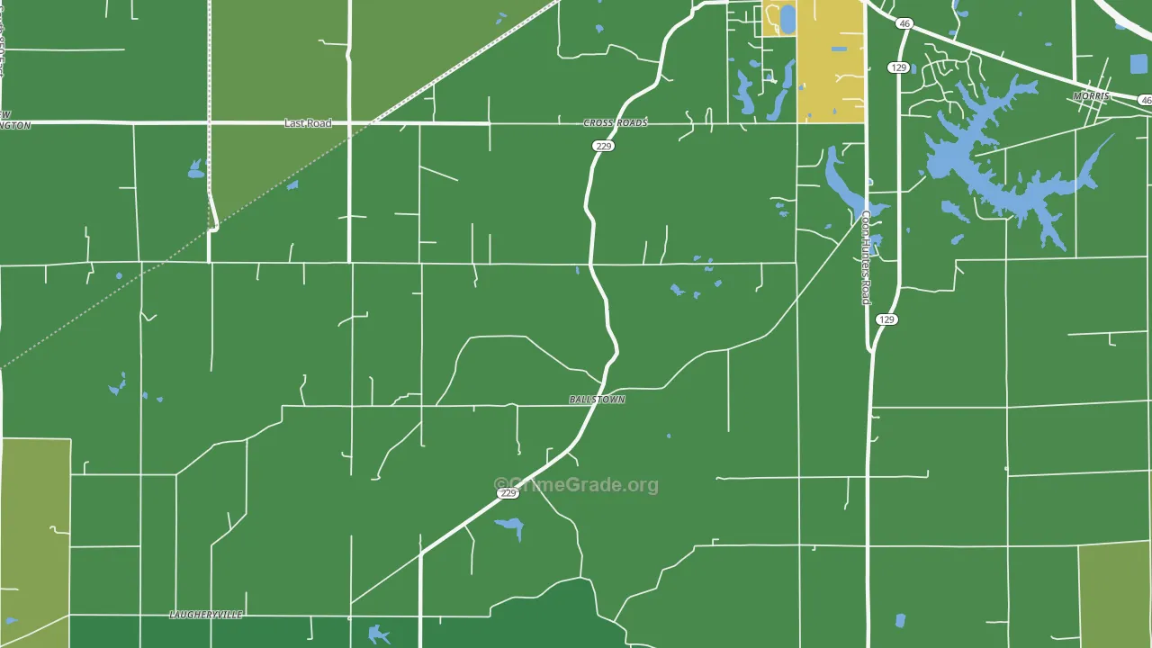 Cross Roads, IN Map of Vehicle Theft Rates