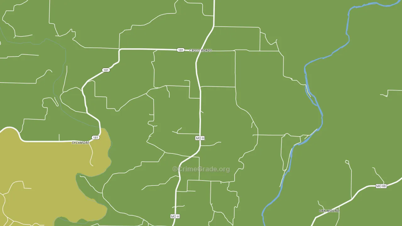 Cross Roads, MO Map of Vehicle Theft Rates