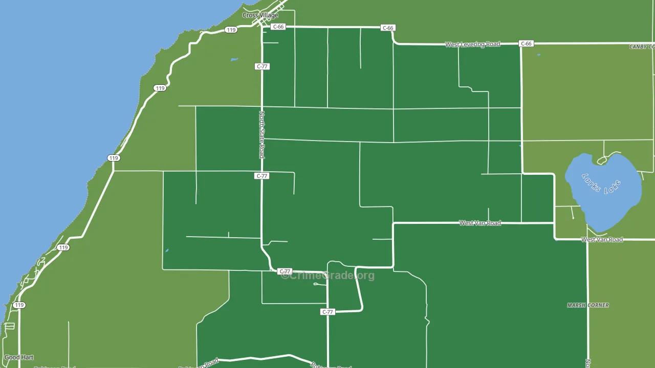 Cross Village, MI Map of Vehicle Theft Rates