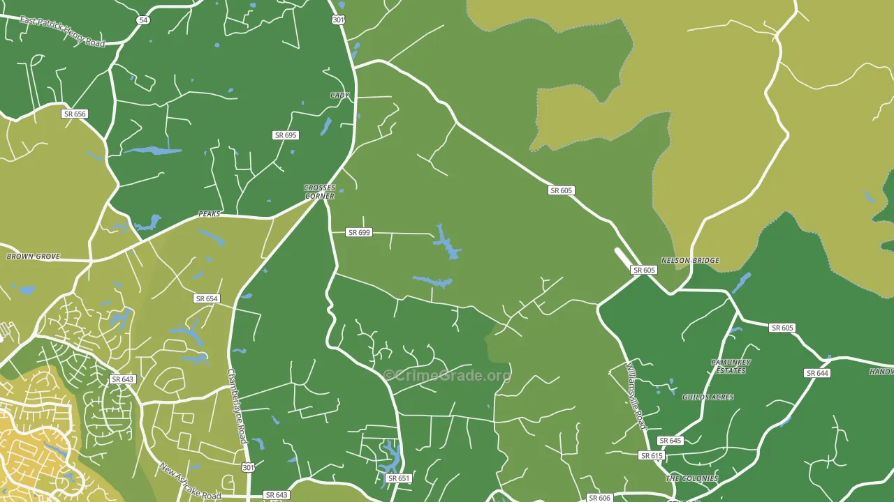 Crosses Corner, VA Map of Vehicle Theft Rates