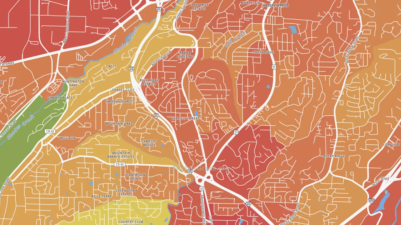 Crossgate, Vestavia Hills, AL Map of Vehicle Theft Rates
