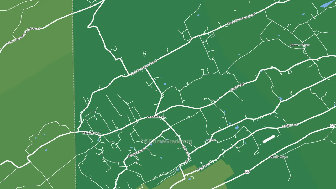Crossgrove, PA Map of Vehicle Theft Rates