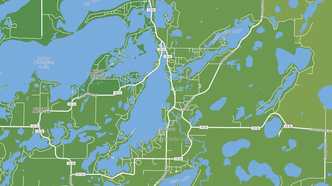 Crosslake, MN Map of Vehicle Theft Rates