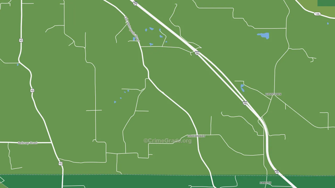 Crossroads, IL Map of Vehicle Theft Rates