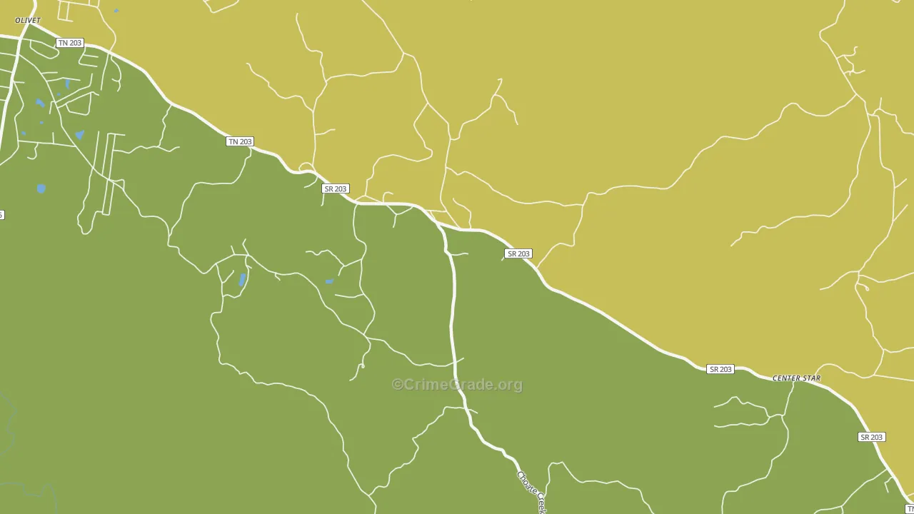 Crossroads, TN Map of Vehicle Theft Rates