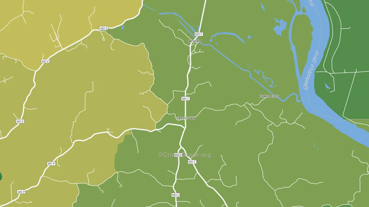 Crosstown, MO Map of Vehicle Theft Rates