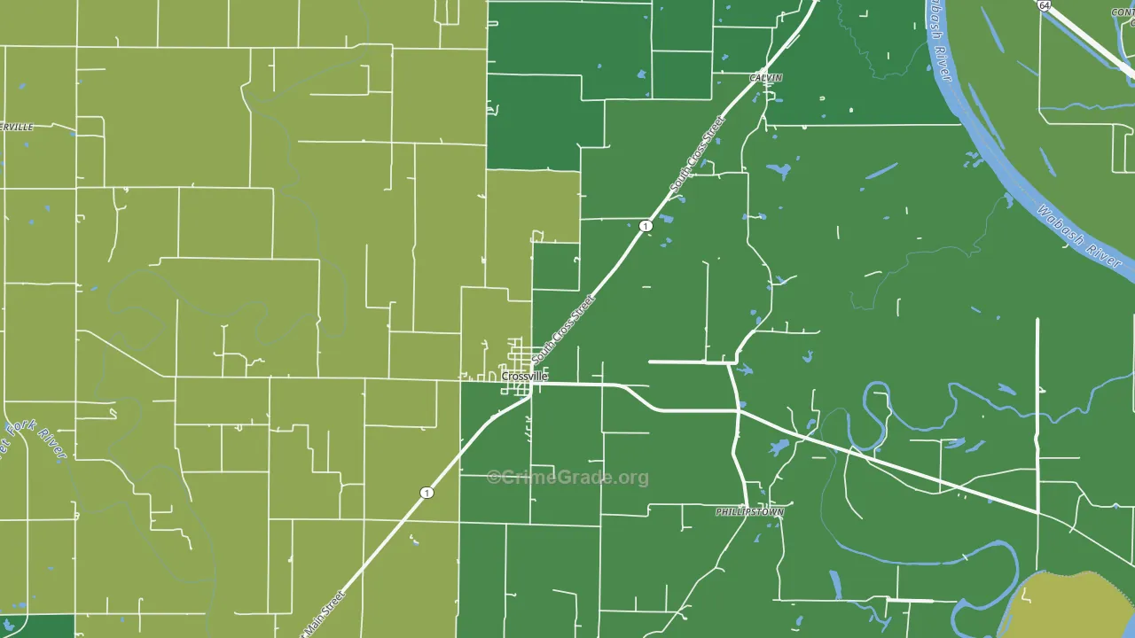 Crossville, IL Map of Vehicle Theft Rates