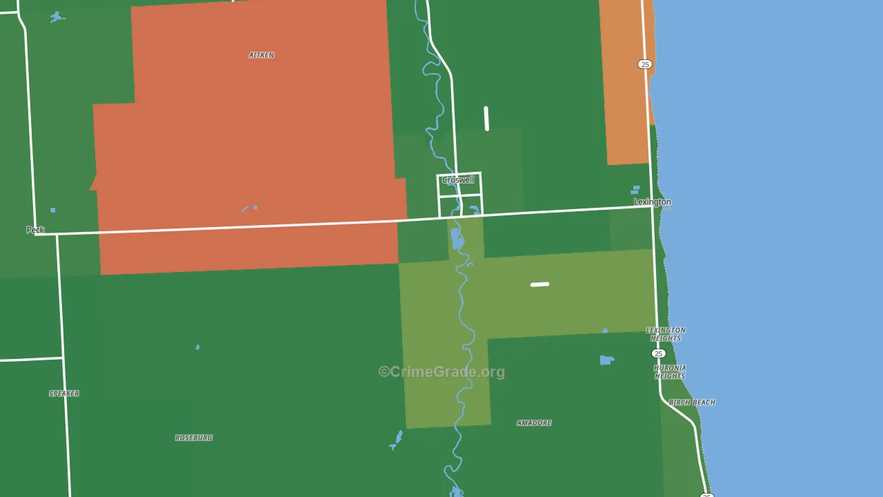 Croswell, MI Map of Vehicle Theft Rates