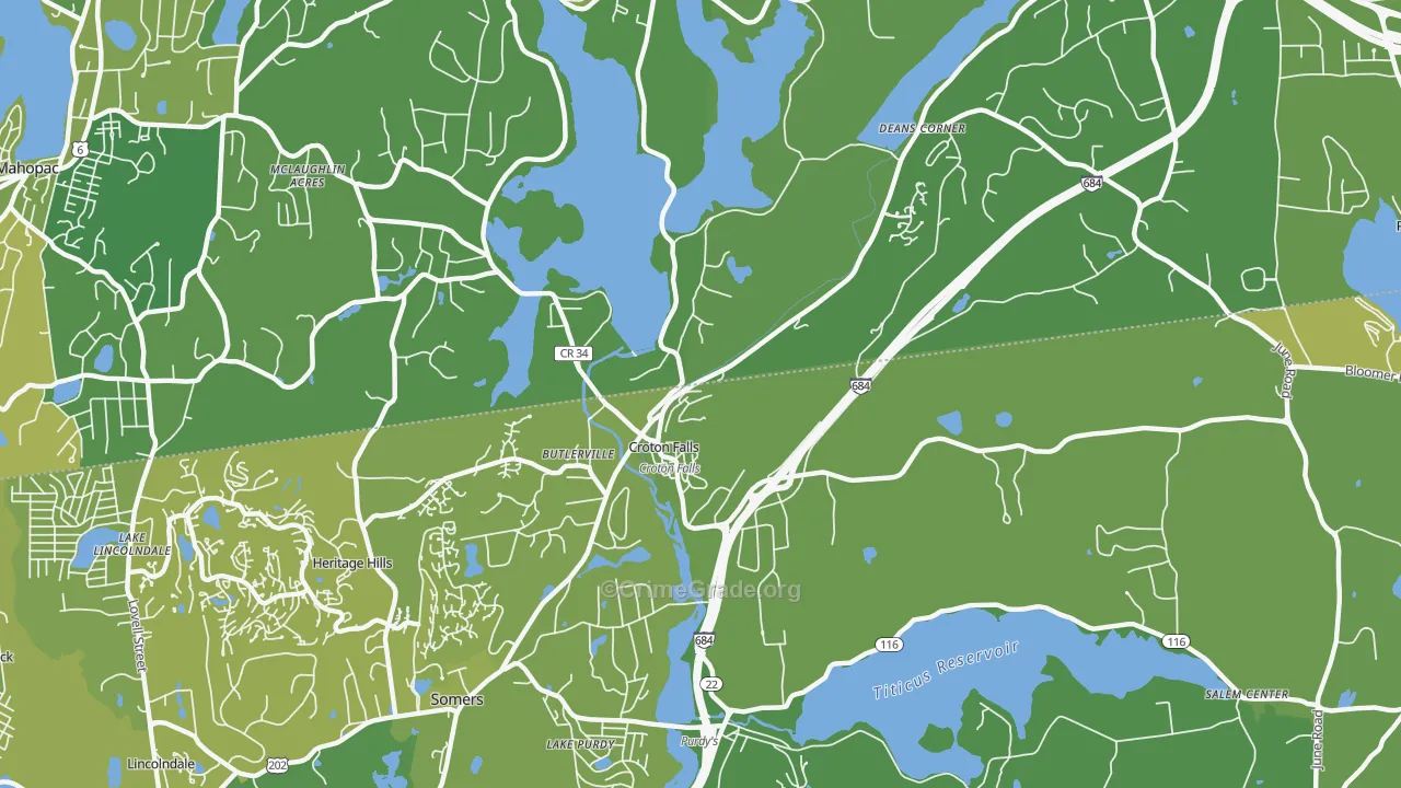 Croton Falls, NY Map of Vehicle Theft Rates