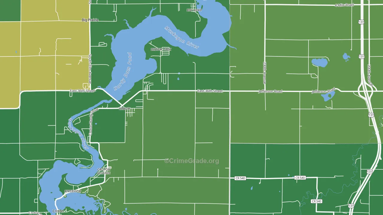 Croton Heights, MI Map of Vehicle Theft Rates