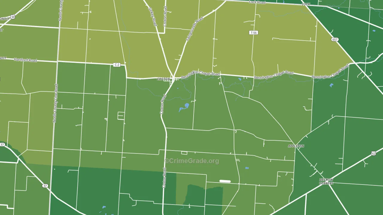 Croton, OH Map of Vehicle Theft Rates