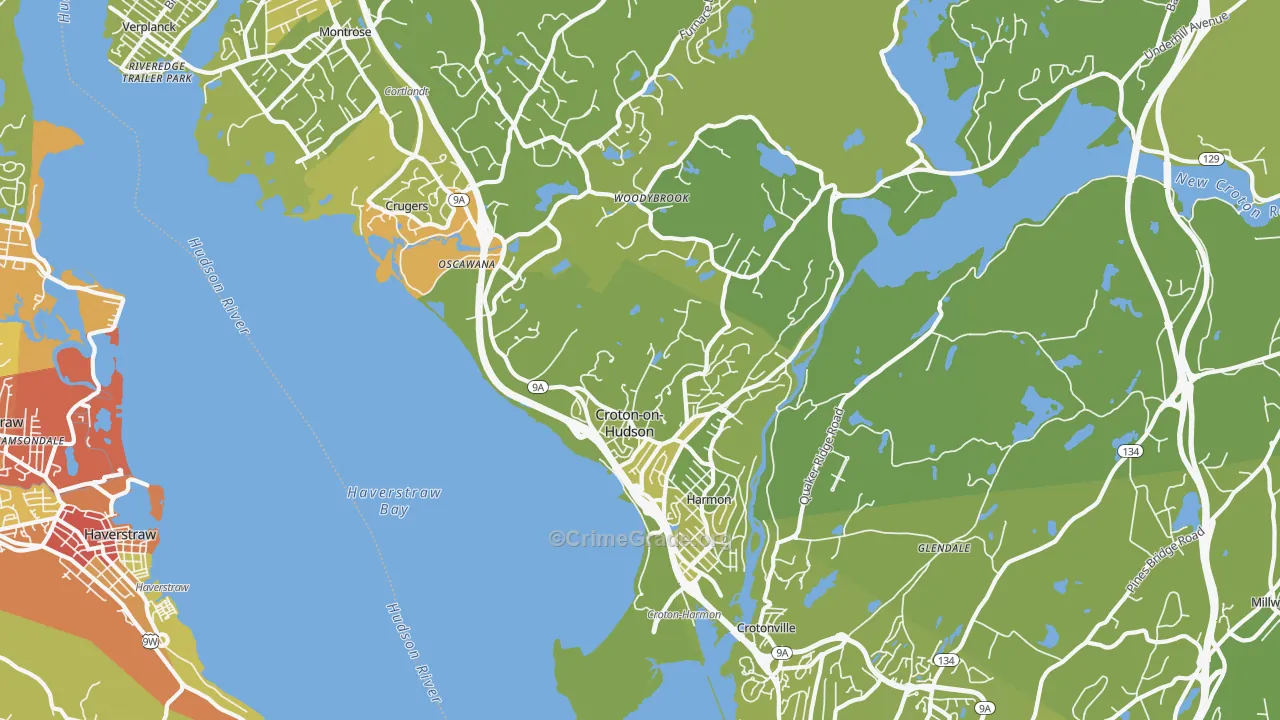 Croton On Hudson, NY Map of Vehicle Theft Rates