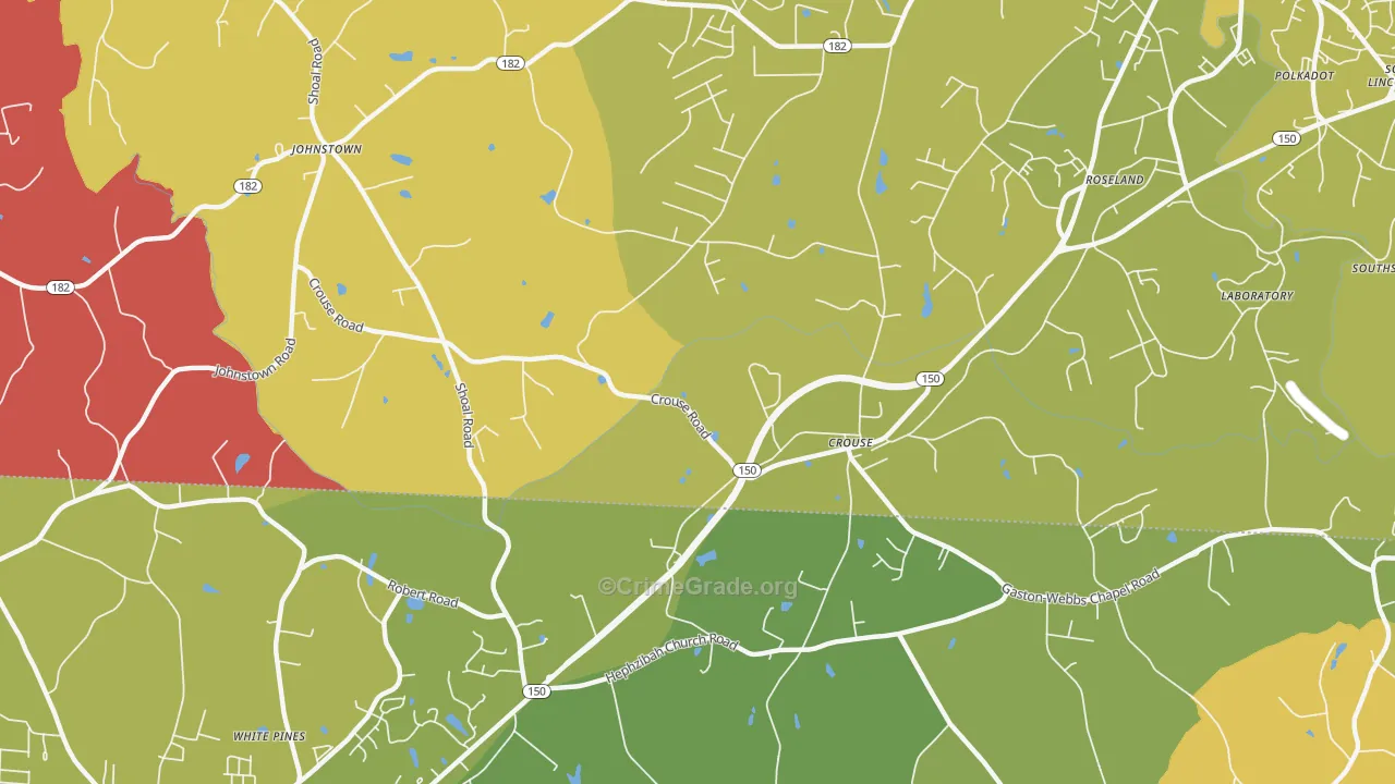 Crouse, NC Map of Vehicle Theft Rates