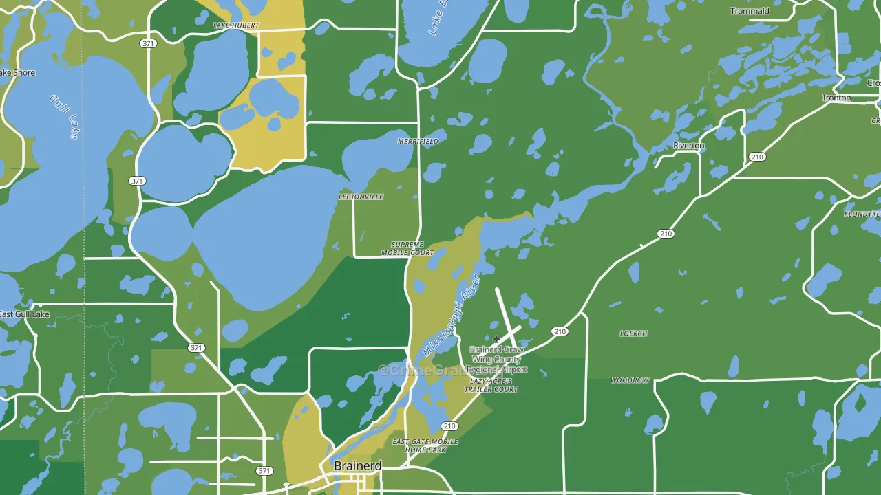 Crow Wing County, MN Map of Vehicle Theft Rates