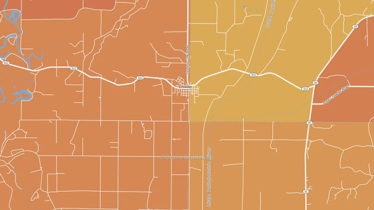 Crowder, MS Map of Vehicle Theft Rates