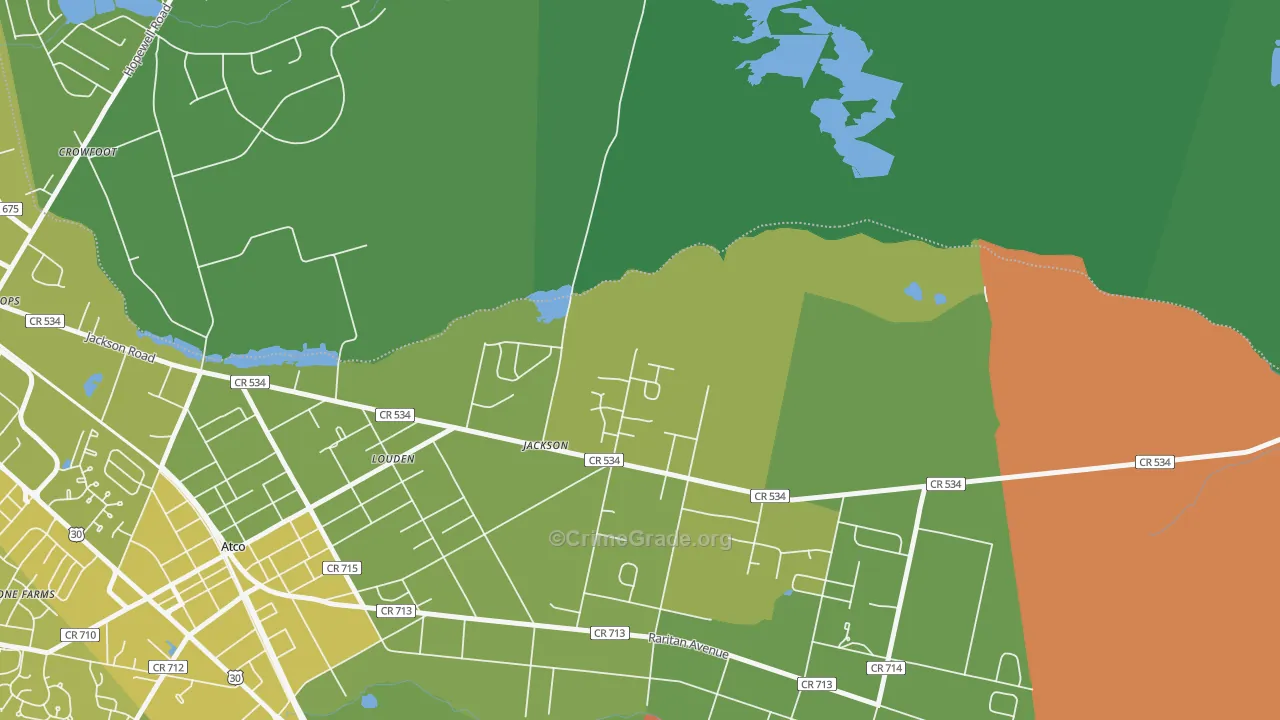Crowfoot, NJ Map of Vehicle Theft Rates