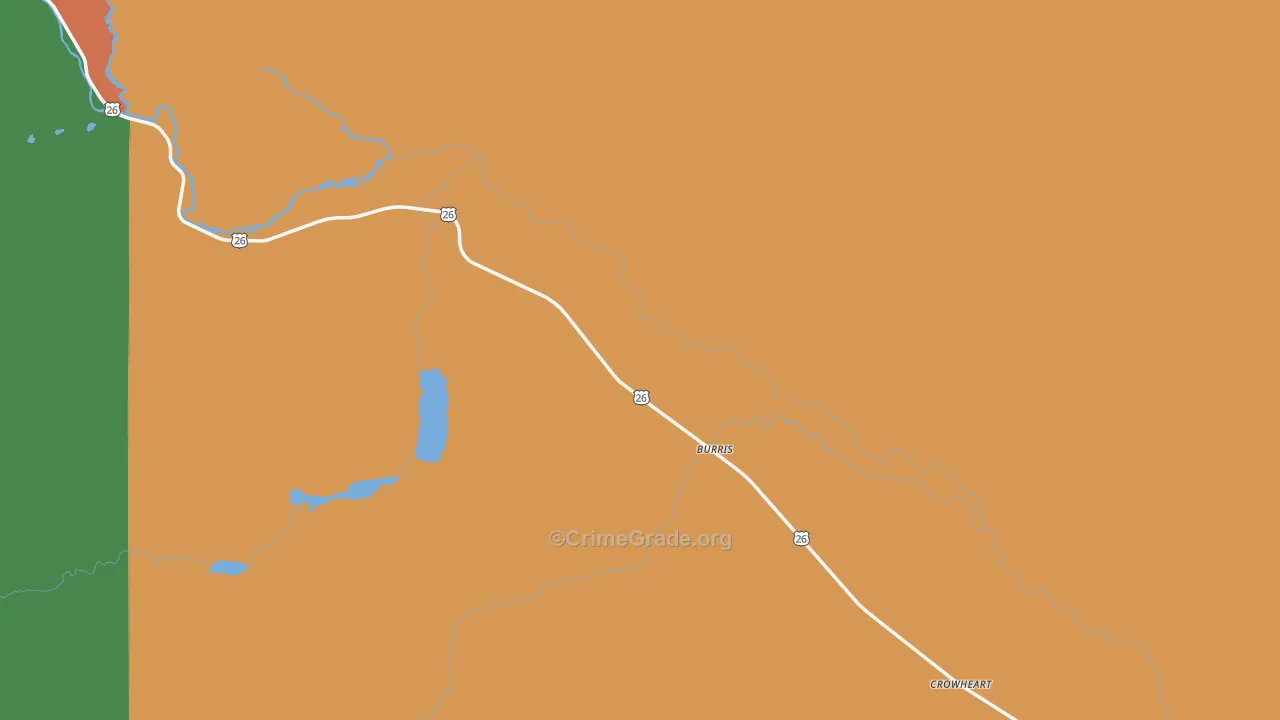 Crowheart, WY Map of Vehicle Theft Rates