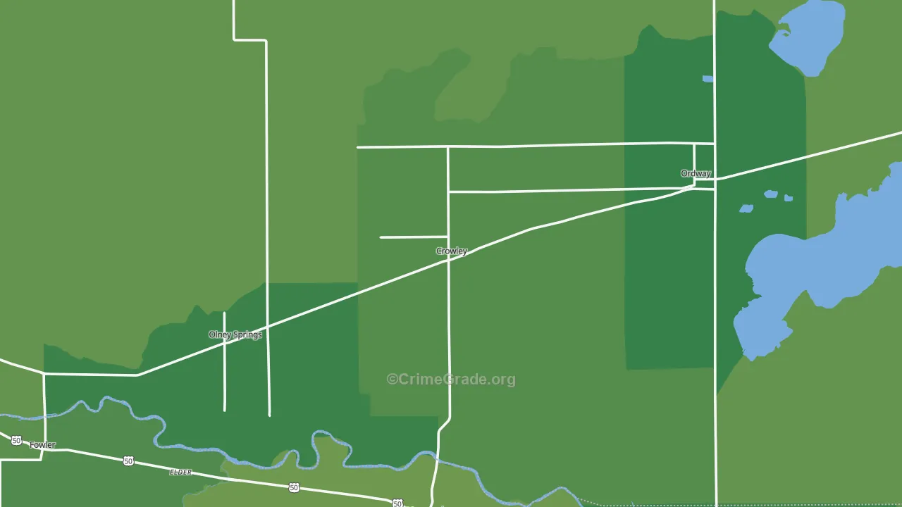 Crowley County, CO Map of Vehicle Theft Rates