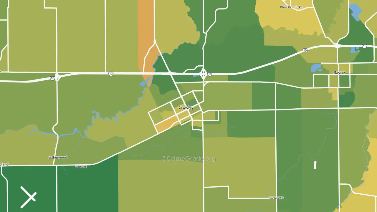 Crowley, LA Map of Vehicle Theft Rates