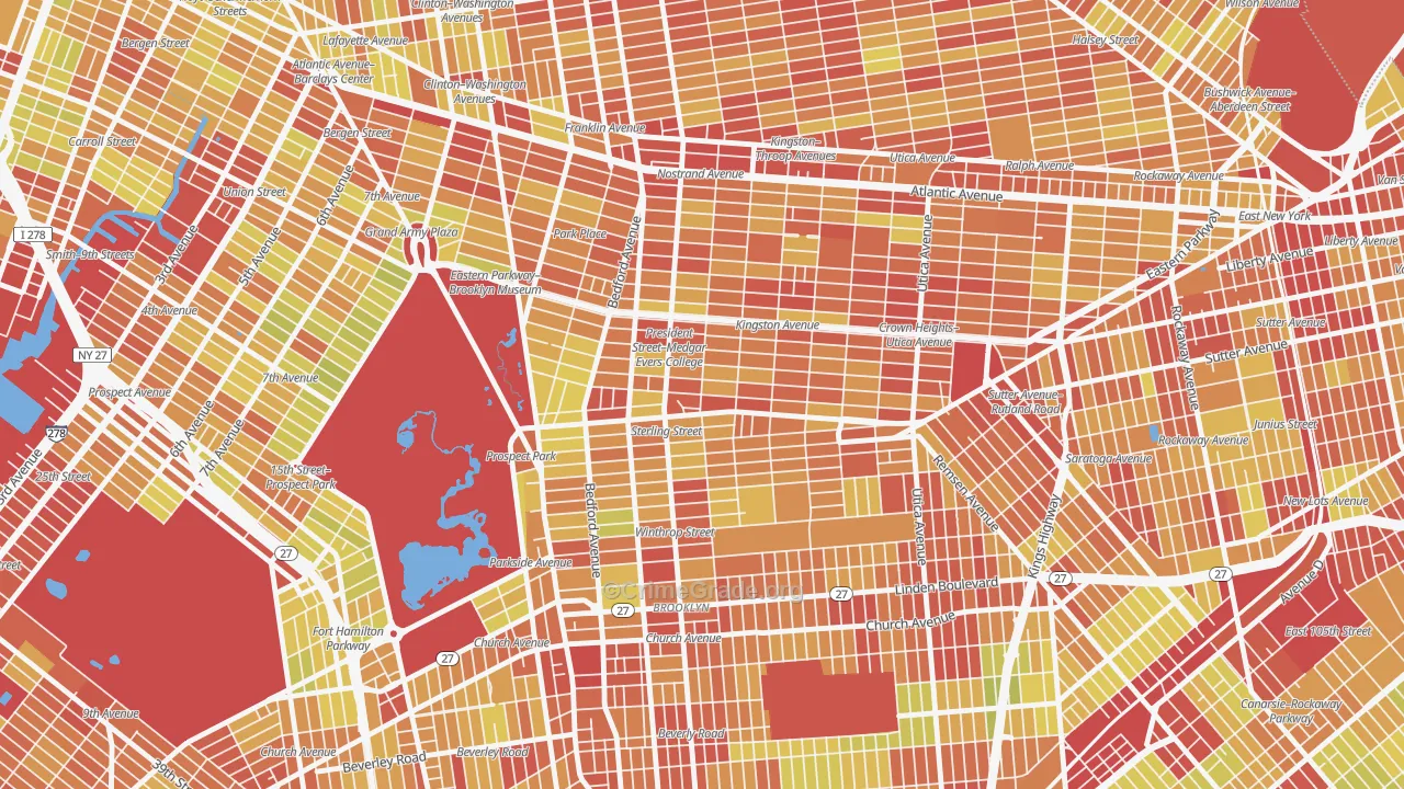 Crown Heights, Brooklyn, NY Map of Vehicle Theft Rates