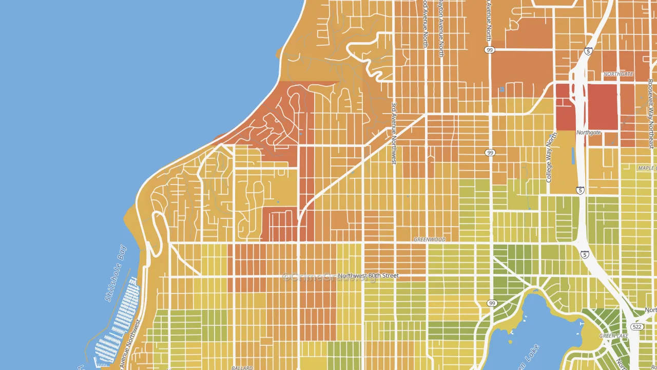 Crown Hill, Seattle, WA Map of Vehicle Theft Rates