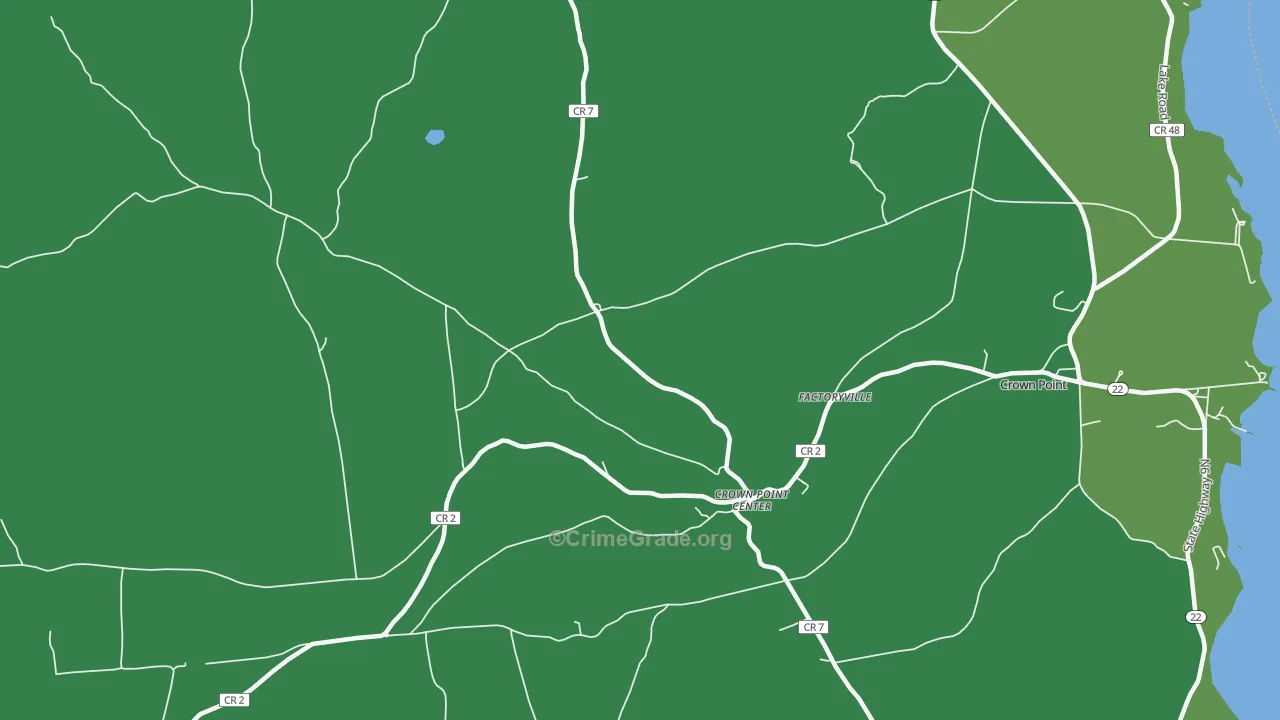 Crown Point Center, NY Map of Vehicle Theft Rates