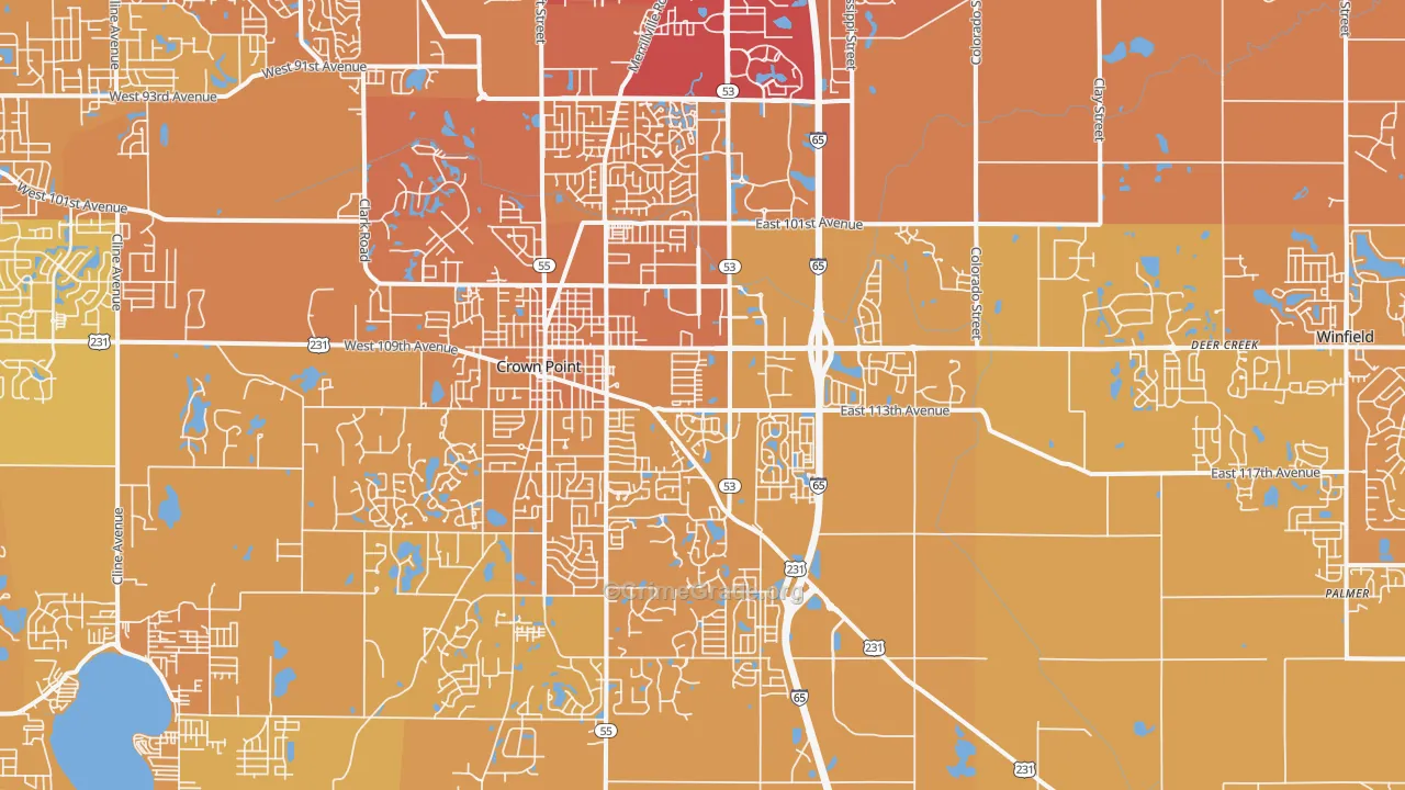 Crown Point, IN Map of Vehicle Theft Rates