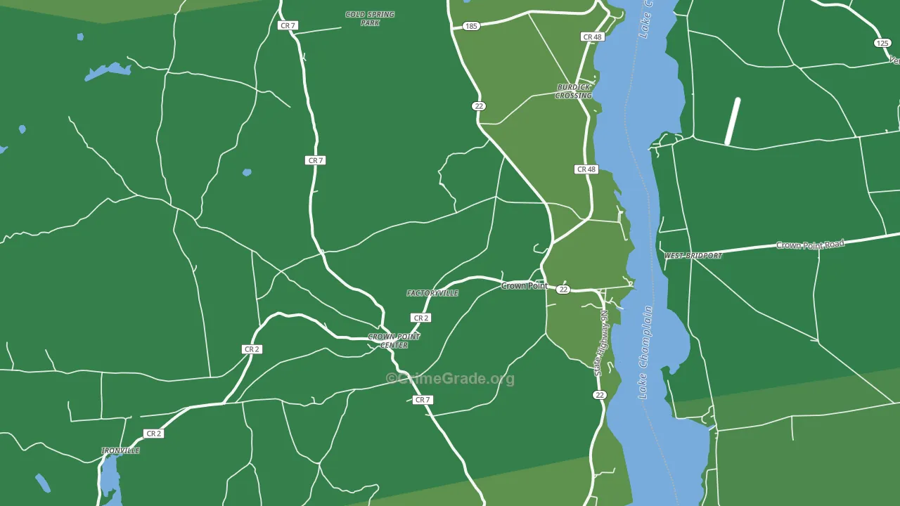 Crown Point, NY Map of Vehicle Theft Rates