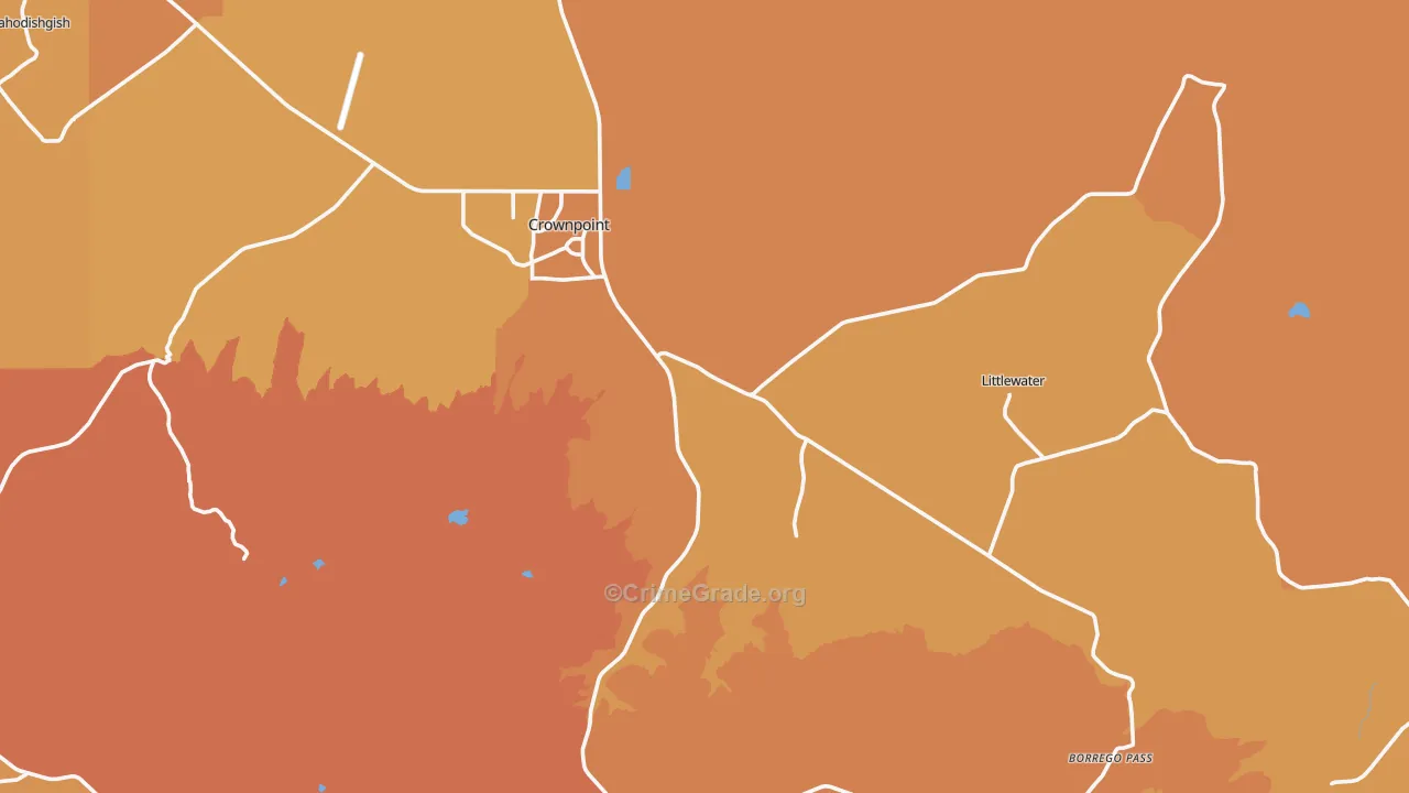 Crownpoint, NM Map of Vehicle Theft Rates
