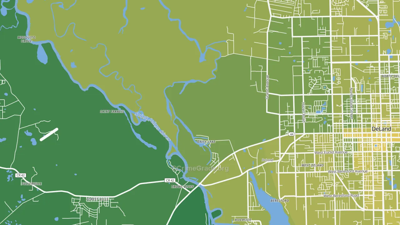 Crows Bluff, FL Map of Vehicle Theft Rates