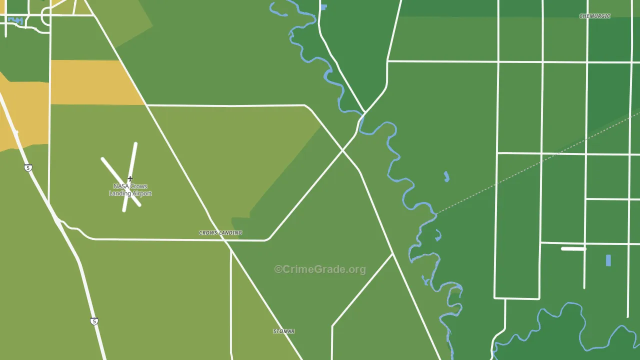 Crows Landing, CA Map of Vehicle Theft Rates