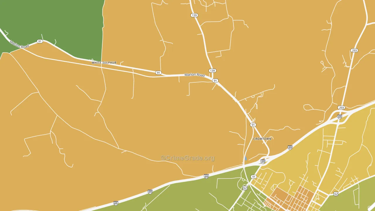 Crowtown, KY Map of Vehicle Theft Rates