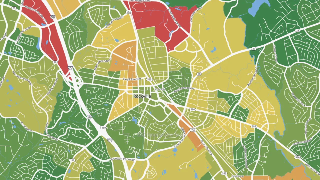 Croydon Park, Rockville, MD Map of Vehicle Theft Rates