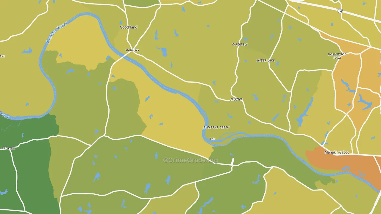 Crozier, VA Map of Vehicle Theft Rates