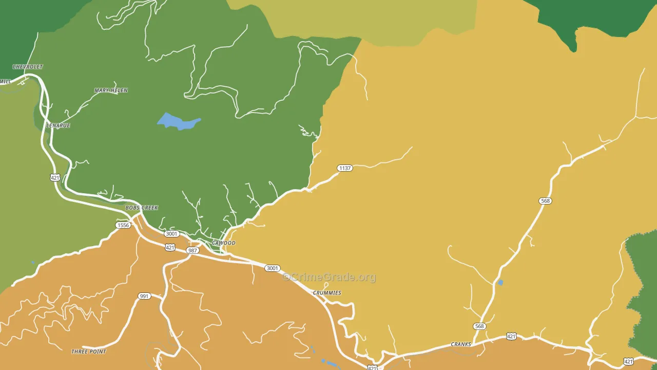 Crummies, KY Map of Vehicle Theft Rates