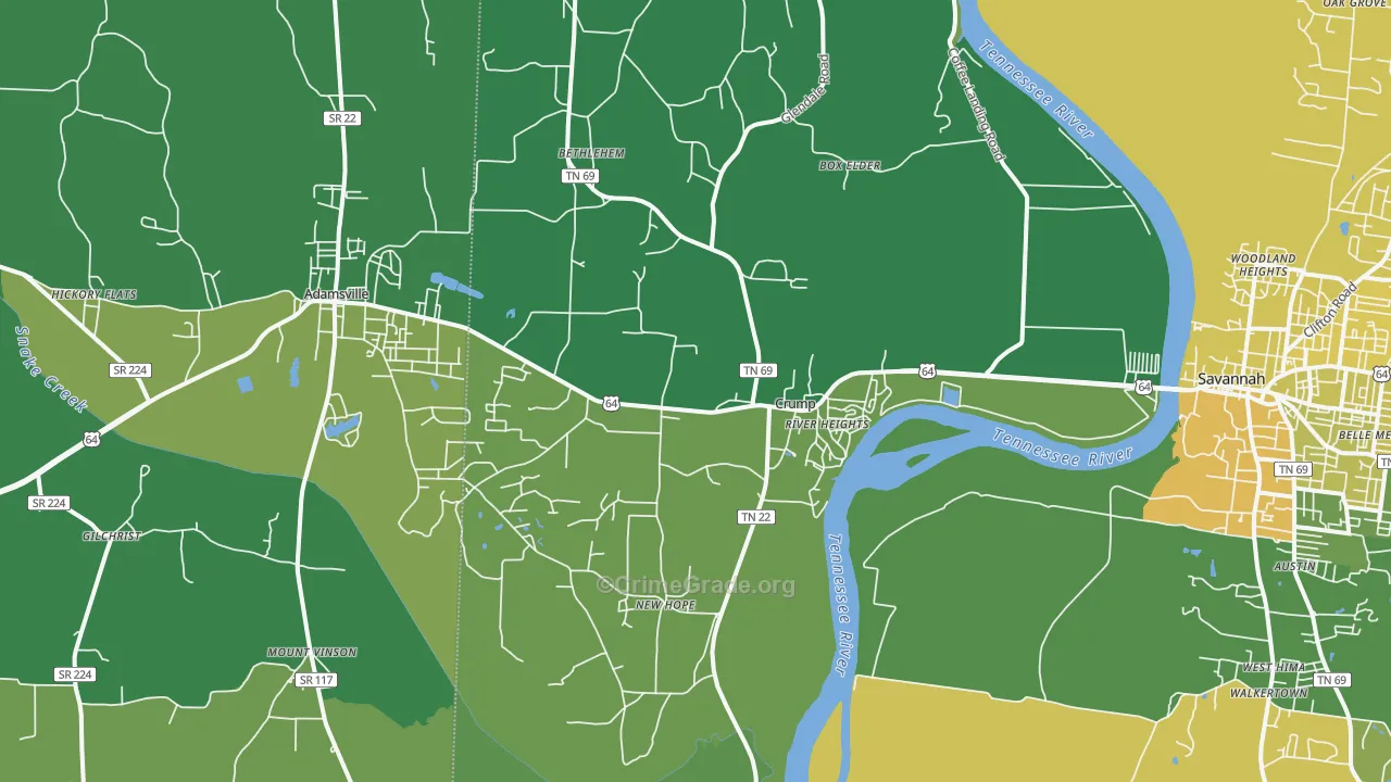 Crump, TN Map of Vehicle Theft Rates