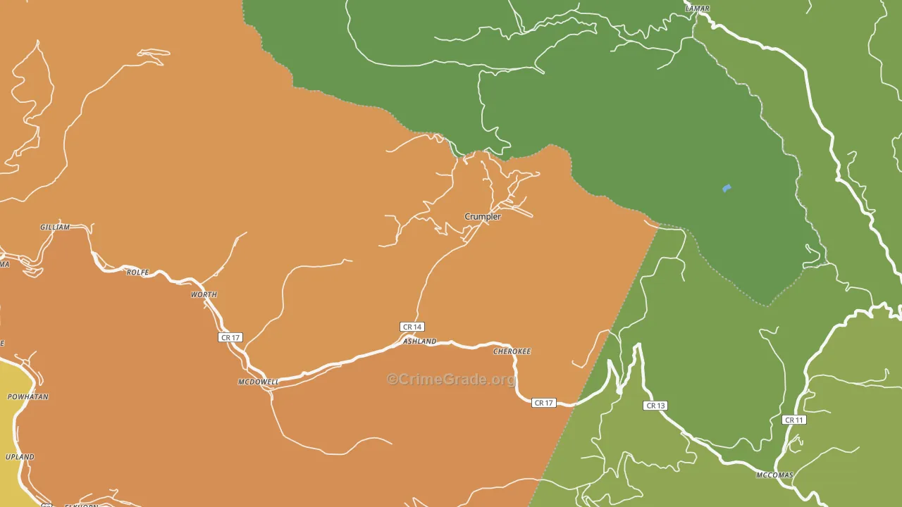 Crumpler, WV Map of Vehicle Theft Rates